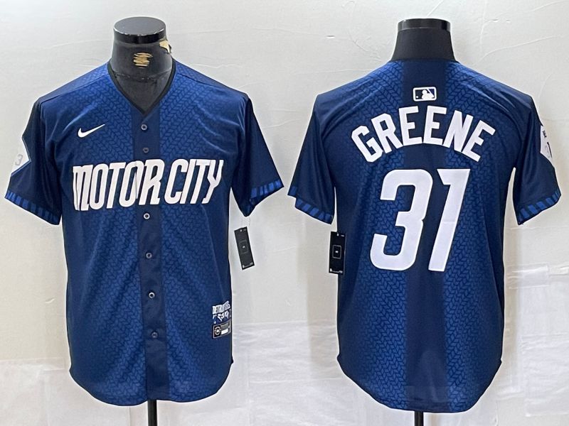 Men Detroit Tigers 31 Greene Blue City Edition Nike 2024 MLB Jersey style 1